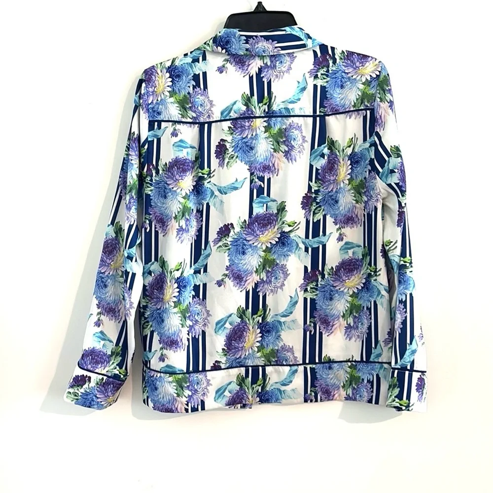 J. Crew‎ Floral Button Down Pajama Set Retail $158 - Blue, Green & Purple